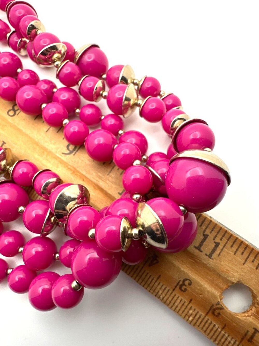 Talbots Vibrant Pink Necklace Multistrand Beads Barbiecore Timeless Granny Chic - Picture 7 of 8